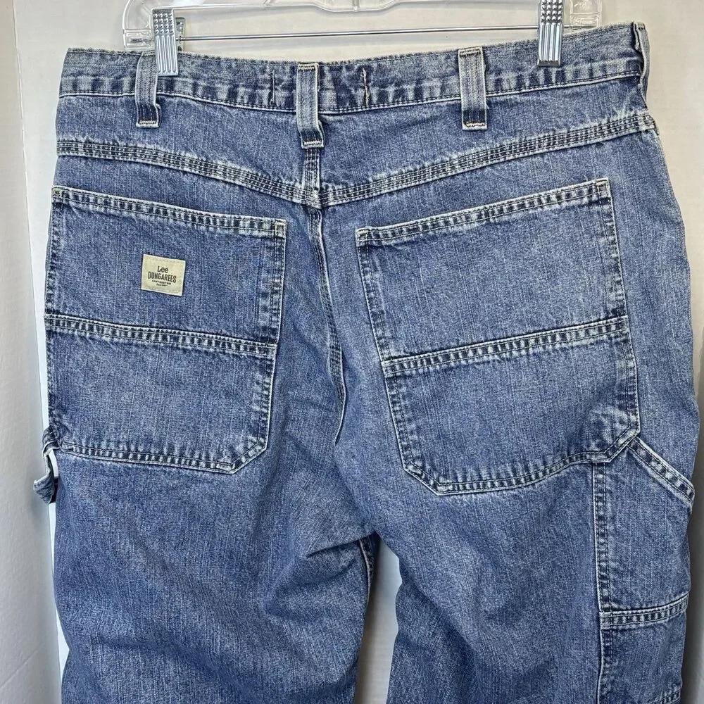 Vintage Y2K Lee Dungarees Carpenter Jeans Mens 36x30 Blue Relaxed Baggy Skater